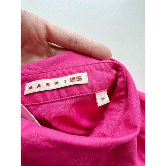 NWT UNIQLO x MARNI Pink Cotton Poplin Pleated Tucked Sleeveless Shirt, Size S - Picture 13 of 15